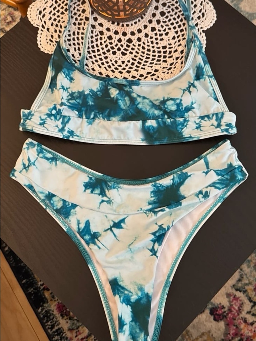 Woman’s Tie-Dye Bikini Set - Teal Blue